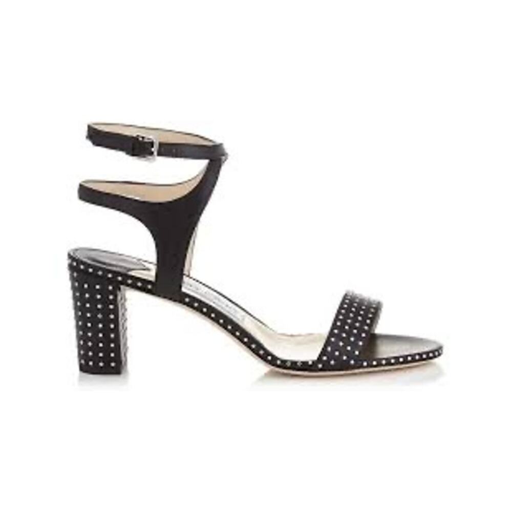 Jimmy Choo NIB Marine 85mm Micro-Studded Leather High Heels in Black Size 39